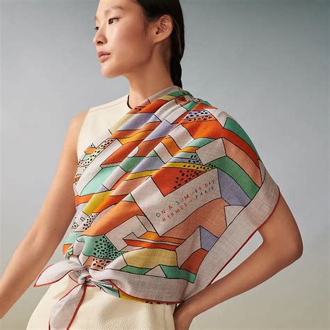 hermes nigel peake on a summer day scarf|On a Summer Day giant triangle .